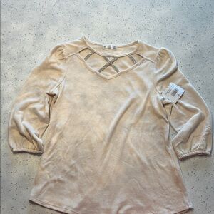 Madison Cream Blouse with Criss-Cross Neckline